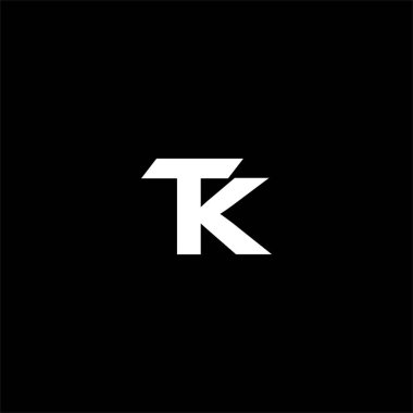 Siyah arkaplan üzerinde T K harfi logosu soyut tasarımı. tk monogramı