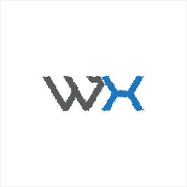 Beyaz arkaplanda W X harfi logosu soyut tasarımı. wx monogramı