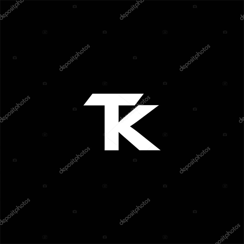 T K letter logo abstract design on black color background. tk monogram