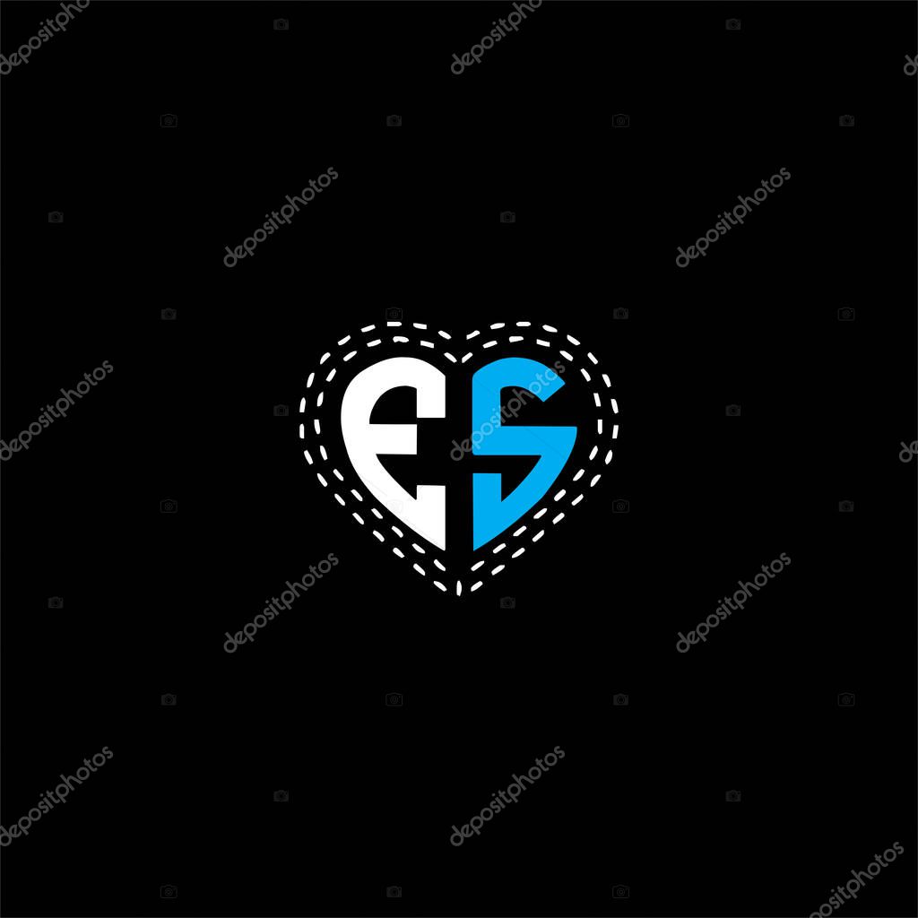 E S letter logo emblem design on black color background. es monogram