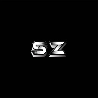 S Z harfi logo vektör dizaynı siyah renk arkaplan üzerinde. SZ monogramı