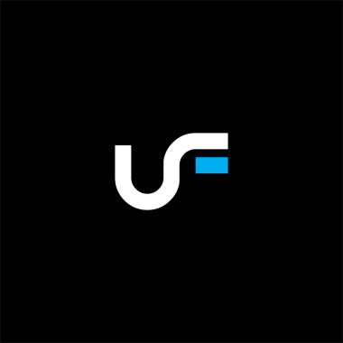 Siyah arkaplan üzerinde U F harfi logo vektör tasarımı. UF monogramı
