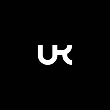 Siyah arkaplan üzerinde U K harfi logo vektör tasarımı. İngiltere monogramı