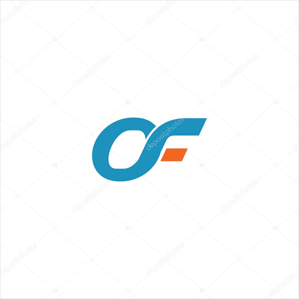 O F letter logo vector design on black color background. OF monogram