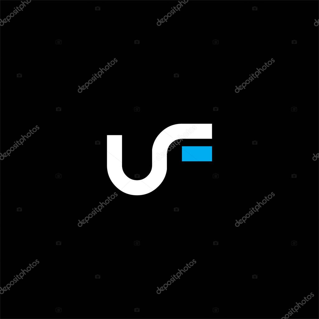U F letter logo vector design on black color background. UF monogram