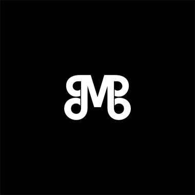 Siyah arkaplan üzerine M harfi logosu soyut tasarımı. m alfabesi