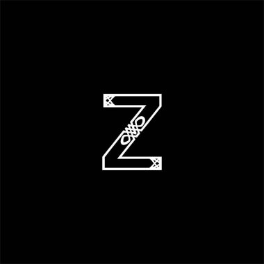 Siyah arkaplan üzerinde Z harfi logosu soyut tasarımı. z alfabesi