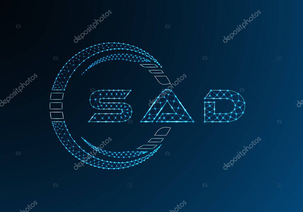 SAD low poly letter logo vector design. SAD lower poly logo design. Low poly logo.