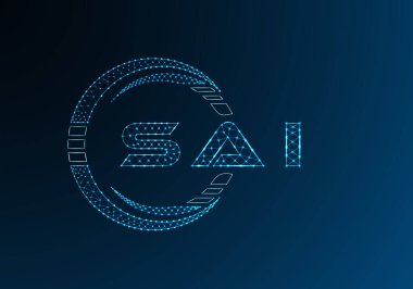 SAI düşük poli harfli logo vektör tasarımı. SAI düşük poli logo tasarımı. Düşük polyester logo.