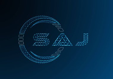 SAJ düşük poli harfli logo vektör tasarımı. SAJ düşük polyester logo tasarımı. Düşük polyester logo.