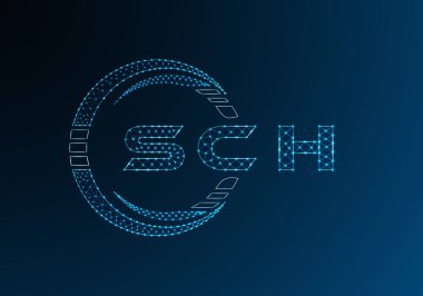 SCH düşük poli harfli logo vektör tasarımı. SCH düşük polyester logo tasarımı. Düşük polyester logo.