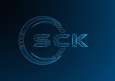 SCK düşük poli harfli logo vektör tasarımı. SCK düşük polyester logo tasarımı. Düşük polyester logo.