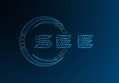 SEE düşük poli harfli logo vektör tasarımı. Güneydoğu Avrupa düşük polyester logo tasarımı. Düşük polyester logo.