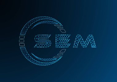 SEM düşük poli harfli logo vektör tasarımı. SEM düşük poli logo tasarımı. Düşük polyester logo.