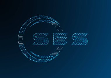 SES düşük poli harfli logo vektör tasarımı. SES düşük poli logo tasarımı. Düşük polyester logo.