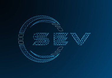 SEV düşük poli harfli logo vektör tasarımı. SEV düşük poli logo tasarımı. Düşük polyester logo.