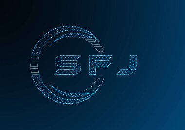 SFJ düşük poli harfli logo vektör tasarımı. SFJ alt poli logo tasarımı. Düşük polyester logo.