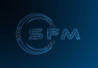 SFM düşük poli harfli logo vektör tasarımı. SFM düşük polyester logo tasarımı. Düşük polyester logo.