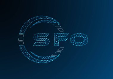 SFO düşük poli harfli logo vektör tasarımı. SFO düşük polyester logo tasarımı. Düşük polyester logo.