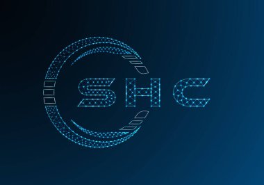 SHC düşük poli harfli logo vektör tasarımı. SHC düşük polyester logo tasarımı. Düşük polyester logo.