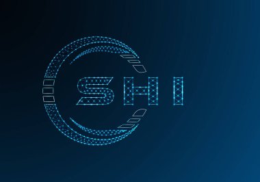SHI düşük poli harfli logo vektör tasarımı. SHI düşük poli logo tasarımı. Düşük polyester logo.