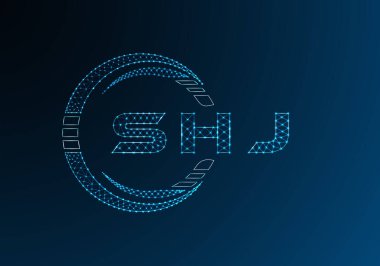 SHJ düşük poli harfli logo vektör tasarımı. SHJ düşük polyester logo tasarımı. Düşük polyester logo.