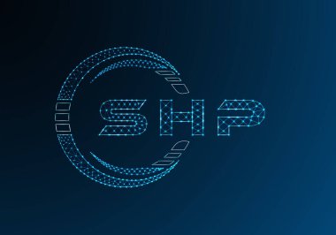 SHP düşük poli harfli logo vektör tasarımı. Gemi daha düşük polyester logo tasarımı. Düşük polyester logo.