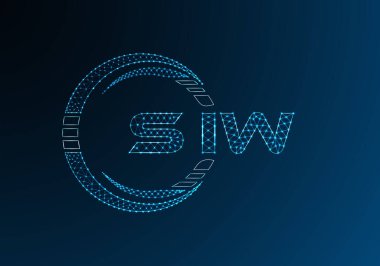 SIW düşük poli harfli logo vektör tasarımı. SIW alt poli logo tasarımı. Düşük polyester logo.
