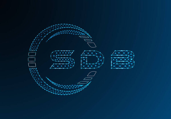 SDB low poly letter logo vector design. SDB lower poly logo design. Low poly logo.