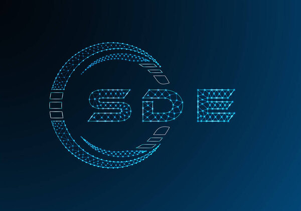 SDE low poly letter logo vector design. SDE lower poly logo design. Low poly logo.