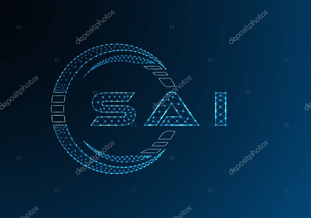 SAI low poly letter logo vector design. SAI lower poly logo design. Low poly logo.