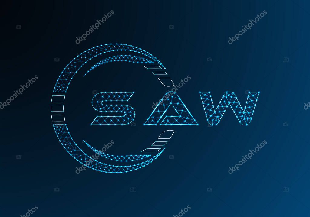 SAW low poly letter logo vector design. SAW lower poly logo design. Low poly logo.