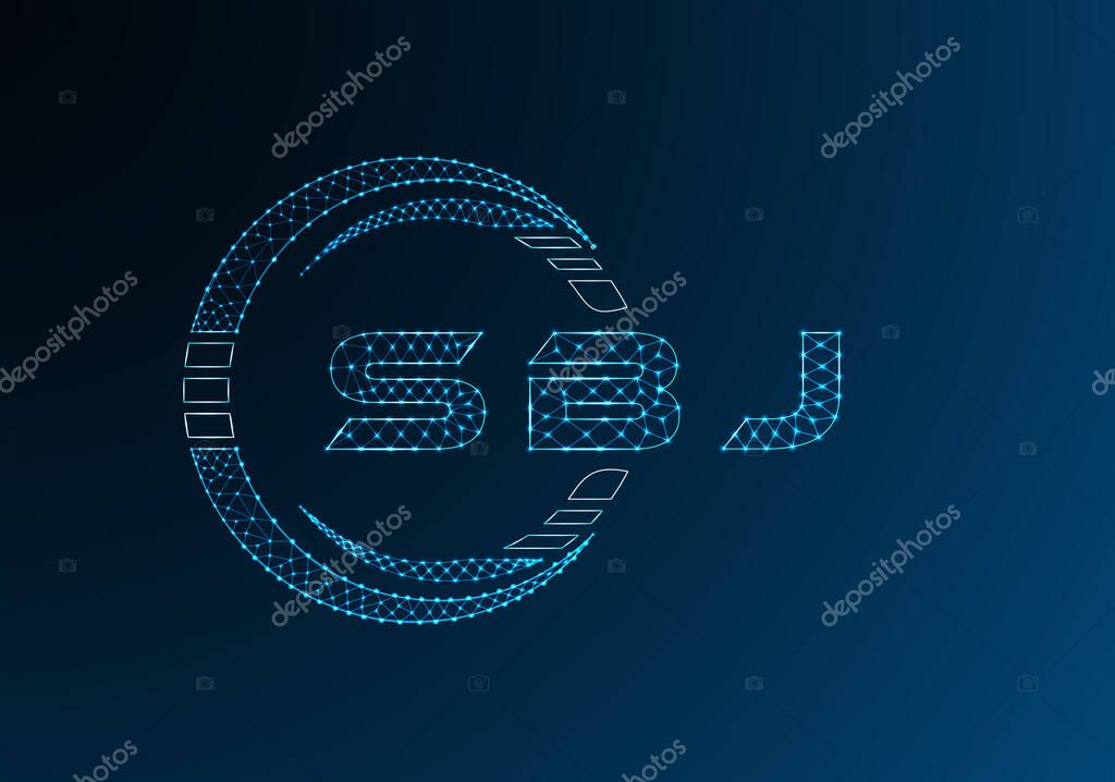 SBJ low poly letter logo vector design. SBJ lower poly logo design. Low poly logo.