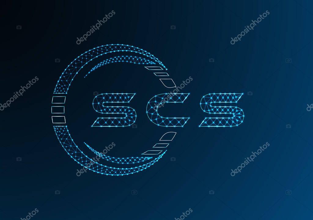 SCS low poly letter logo vector design. SCS lower poly logo design. Low poly logo.