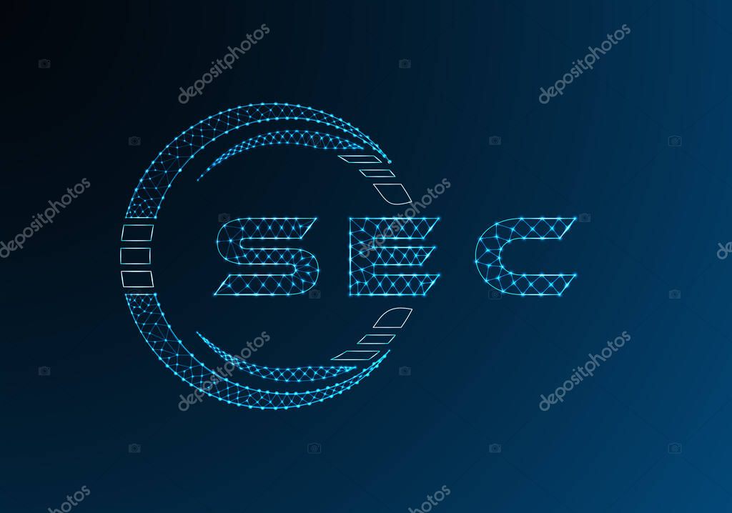 SEC low poly letter logo vector design. SEC lower poly logo design. Low poly logo.