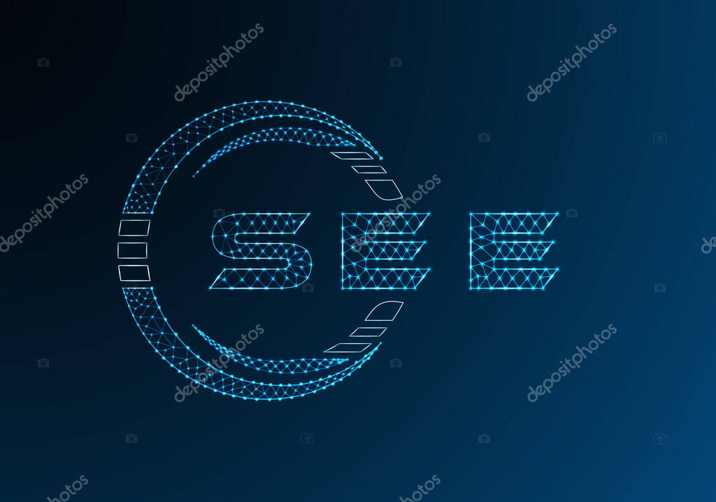 SEE low poly letter logo vector design. SEE lower poly logo design. Low poly logo.