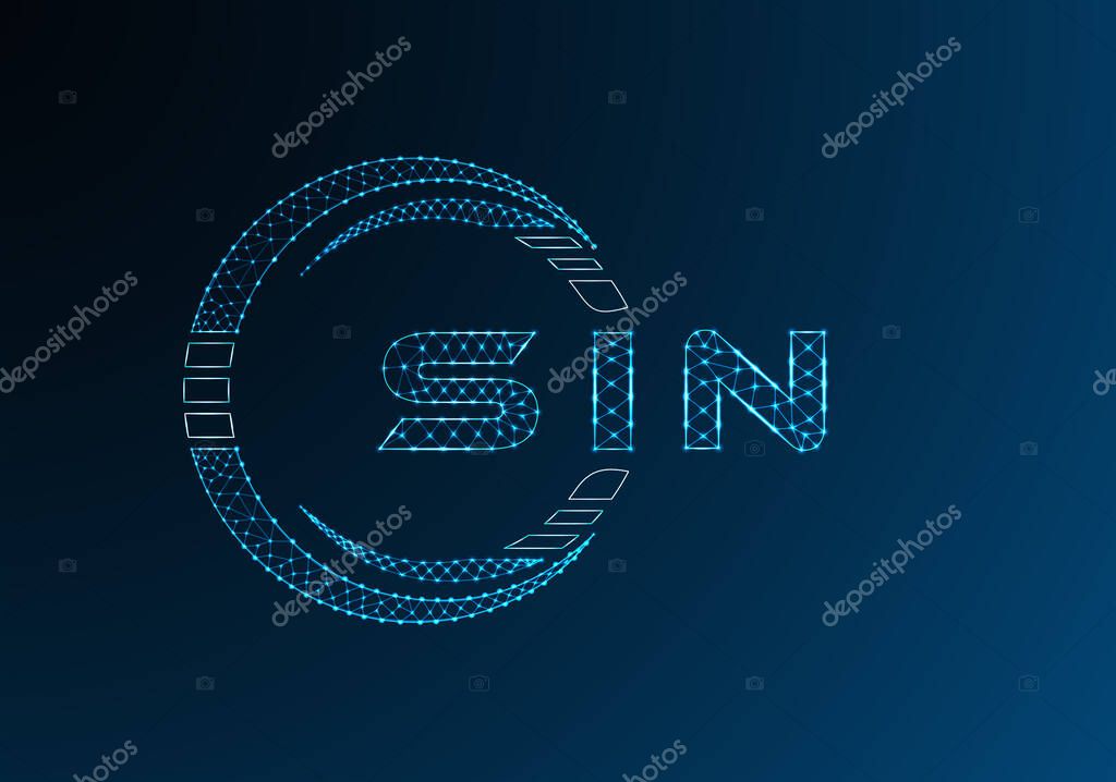 SIN low poly letter logo vector design. SIN lower poly logo design. Low poly logo.