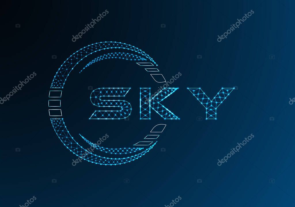 SKY low poly letter logo vector design. SKY lower poly logo design. Low poly logo.