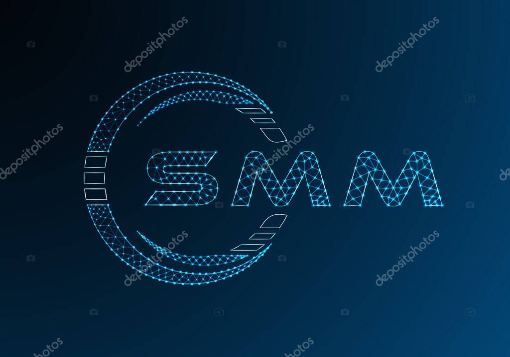 SMM low poly letter logo vector design. SMM lower poly logo design. Low poly logo.