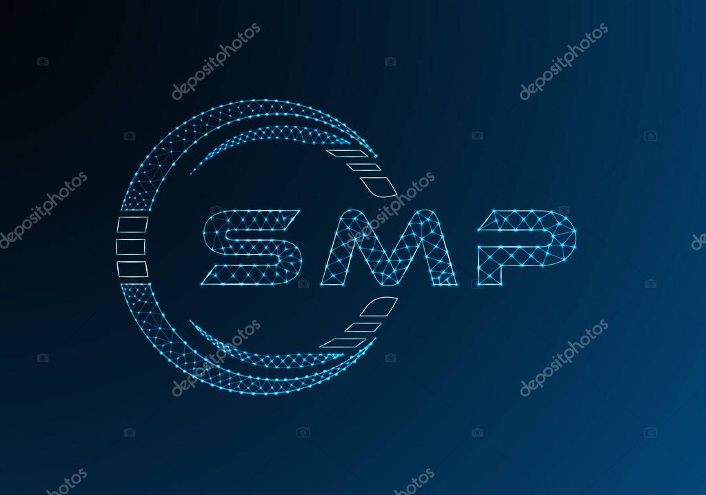 SMP low poly letter logo vector design. SMP lower poly logo design. Low poly logo.