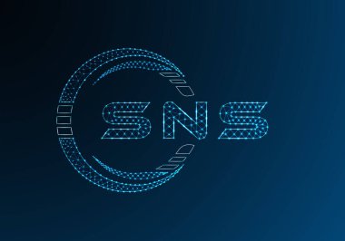 SNS düşük poli harfli logo vektör tasarımı. SNS düşük polyester logo tasarımı. Düşük polyester logo.