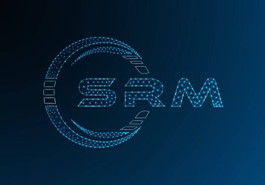 SRM düşük poli harfli logo vektör tasarımı. SRM alt poli logo tasarımı. Düşük polyester logo.