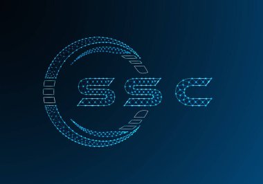 SSC düşük poli harfli logo vektör tasarımı. SSC düşük poli logo tasarımı. Düşük polyester logo.
