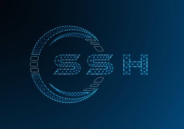 SSH düşük poli harfli logo vektör tasarımı. SSH düşük poli logo tasarımı. Düşük polyester logo.