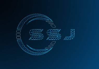 SSJ düşük poli harfli logo vektör tasarımı. SSJ düşük poli logo tasarımı. Düşük polyester logo.