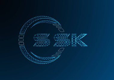SSK düşük poli harfli logo vektör tasarımı. SSK düşük poli logo tasarımı. Düşük polyester logo.