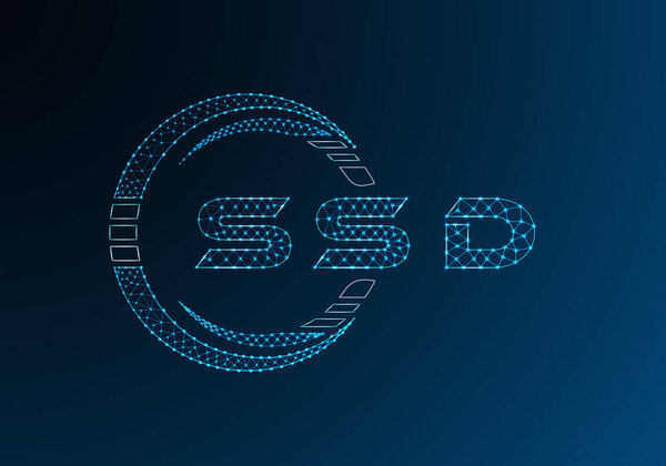 SSD low poly letter logo vector design. SSD lower poly logo design. Low poly logo.