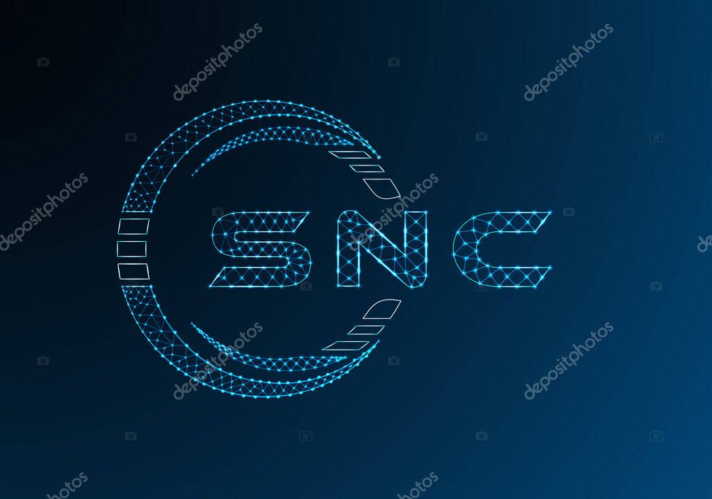 SNC low poly letter logo vector design. SNC lower poly logo design. Low poly logo.