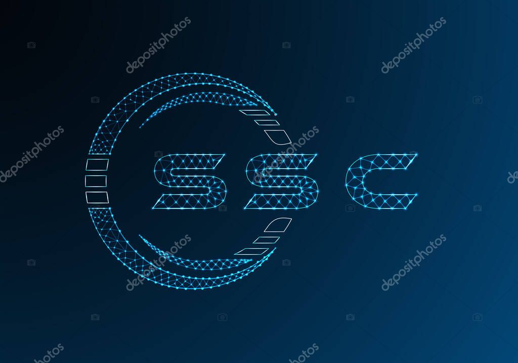 SSC low poly letter logo vector design. SSC lower poly logo design. Low poly logo.