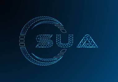 SUA düşük poli harfli logo vektör tasarımı. SUA düşük polyester logo tasarımı. Düşük polyester logo.